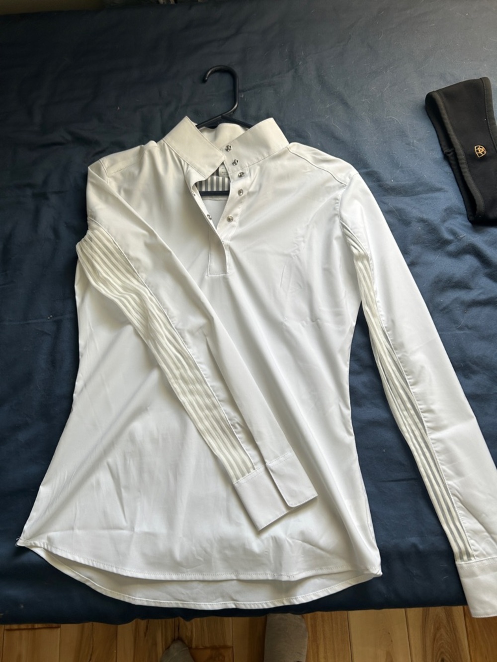 RJ Classics White Equestrian Show Shirt with Pleated Sleeve Accents